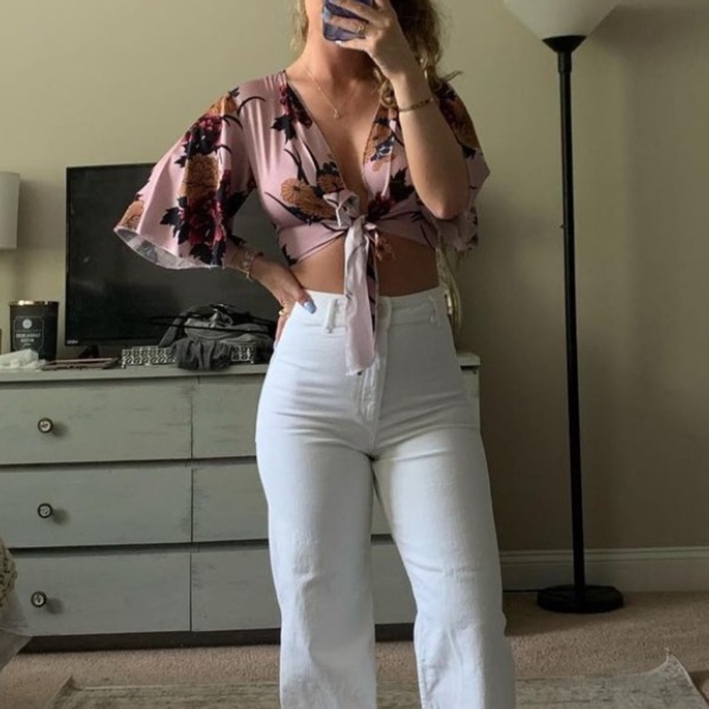 Boohoo Satin Crop Wrap Top